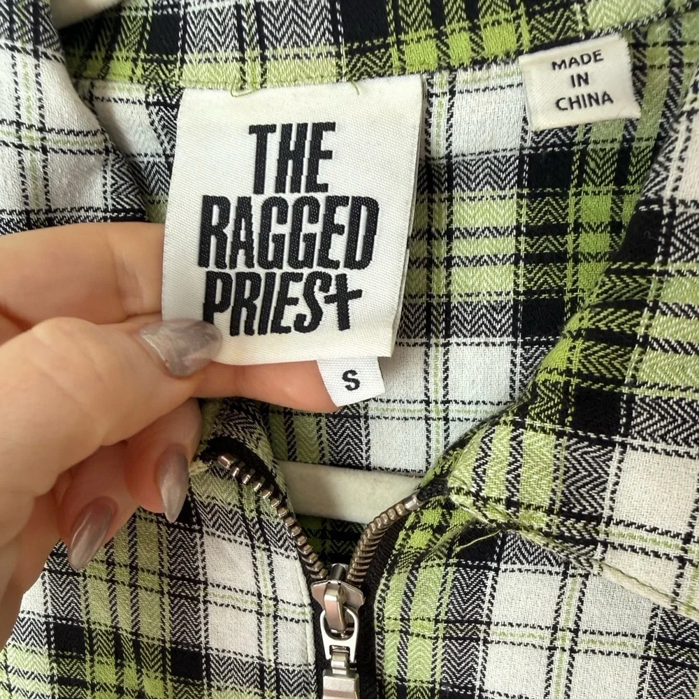 Urban Outfitters The Ragged Priest Cooler Green Black Plaid Chain Shirt S